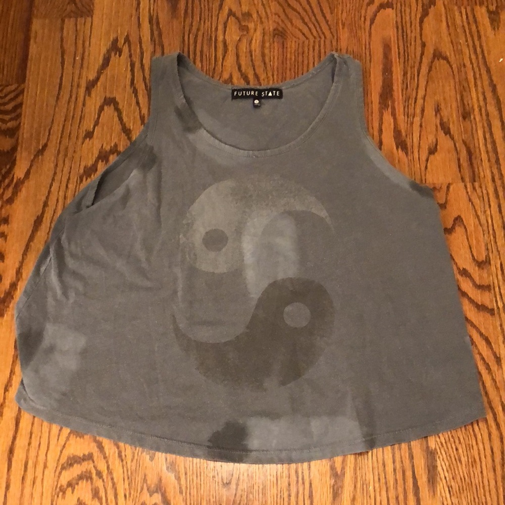 Urban Outfitters / Future State Gray Yin Yang Burnout Flowy Top Size Small